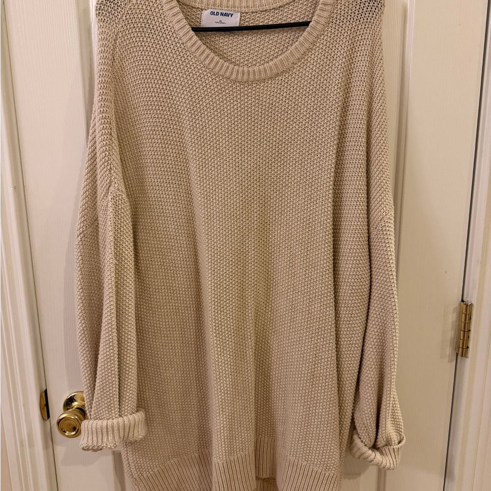 Old Navy Beige Scoop Neck Knit Sweater